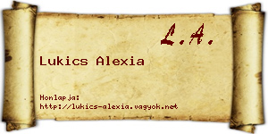 Lukics Alexia névjegykártya